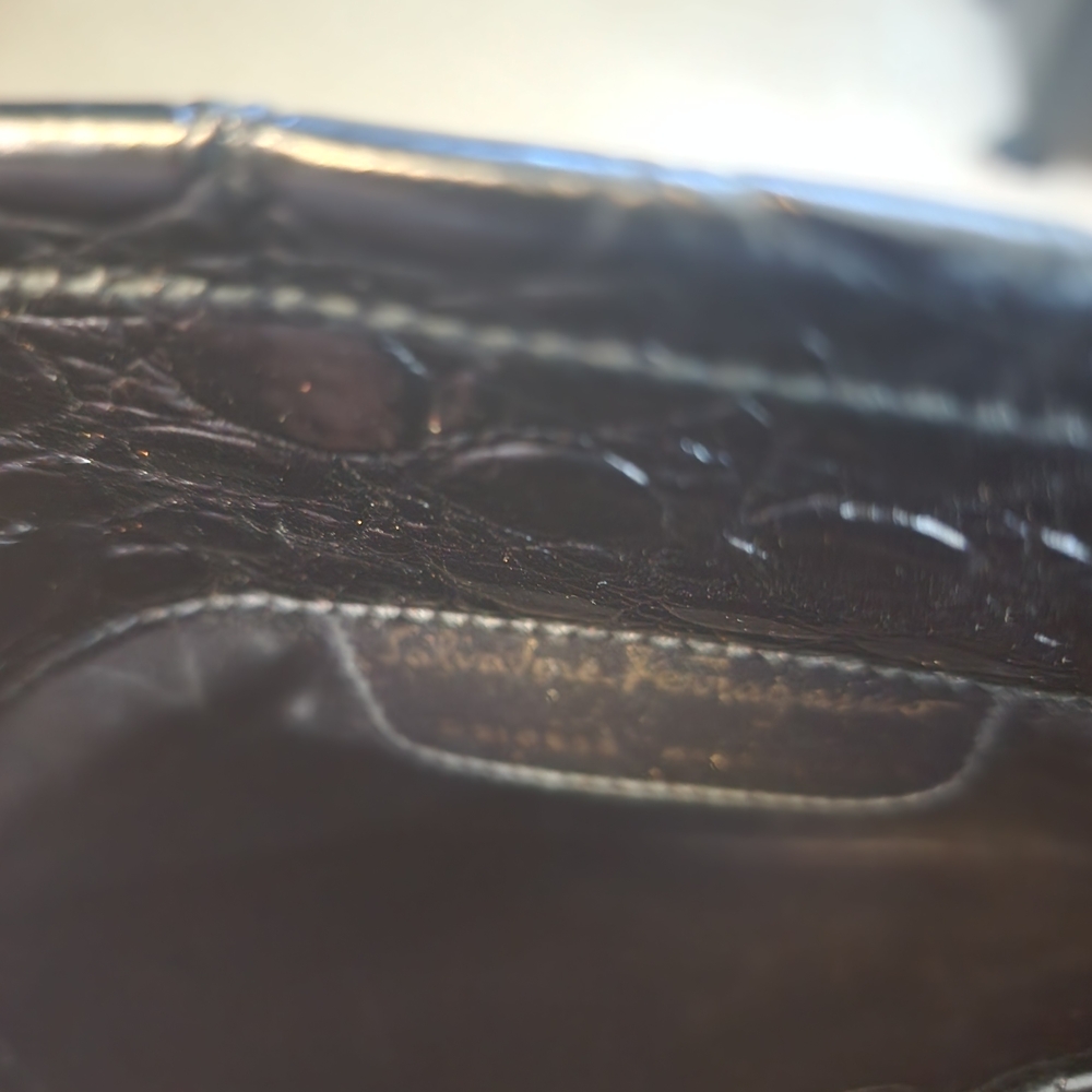 Salvatore Ferragamo Black Textured Crossbody Bag with Gold Accent - Picture 8 of 8